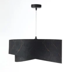 Hängeleuchte Schwarz marmoriert Gold E27 Velours Optik