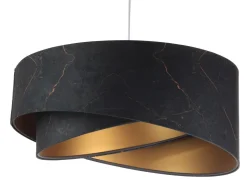 Hängeleuchte Schwarz marmoriert Gold E27 Velours Optik