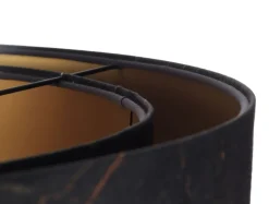 Hängeleuchte Schwarz marmoriert Gold E27 Velours Optik