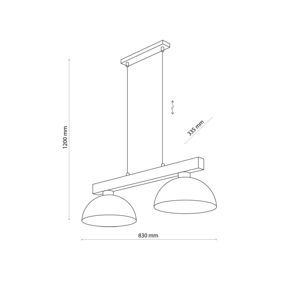 Hängeleuchte Schwarz Metall Holz länglich E27 Esszimmer