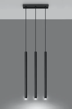 Hängeleuchte Schwarz Metall 3-flammig G9 PETERA Küche