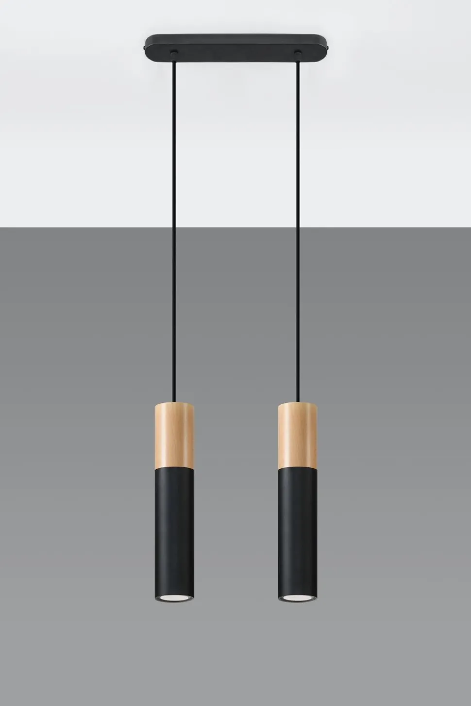 Hängeleuchte Schwarz Metall Holz Skandinavisch 2-flmg