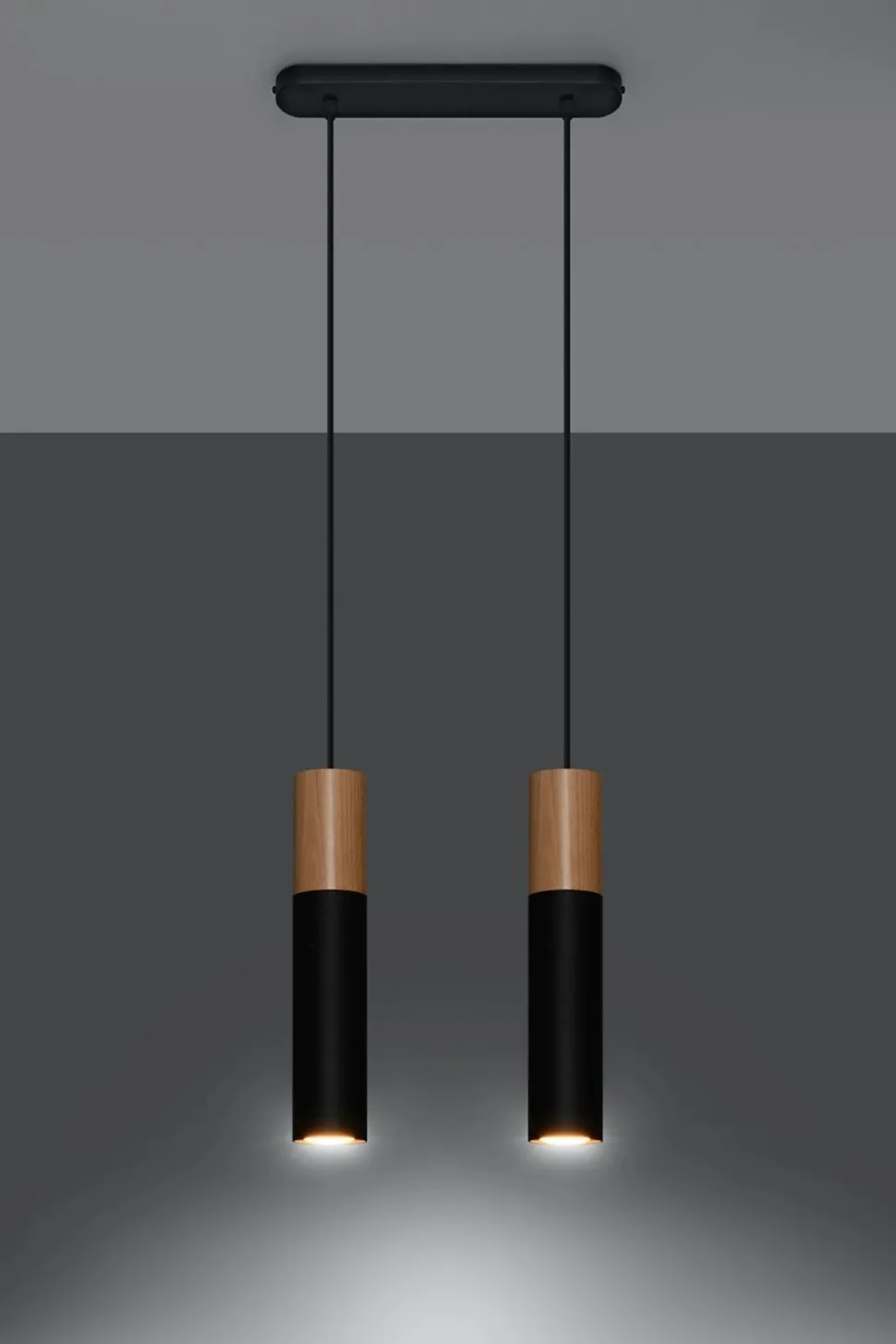 Hängeleuchte Schwarz Metall Holz Skandinavisch 2-flmg