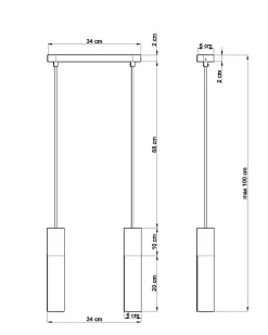 Hängeleuchte Schwarz Metall Holz Skandinavisch 2-flmg
