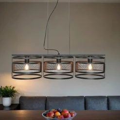 Hängeleuchte Schwarz Modern 3-flammig Mesh Metall E27