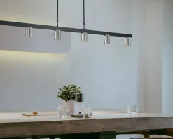 Hängeleuchte Schwarz Nickel 160 cm breit 6-flammig