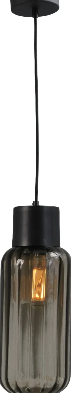 Hängeleuchte Schwarz Rauchglas Metall Ø 15 cm E27