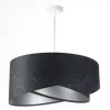 Hängeleuchte Schwarz Silber E27 D: 50 cm Stoff Velours Optik