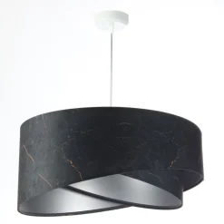 Hängeleuchte Schwarz Silber E27 D: 50 cm Stoff Velours Optik