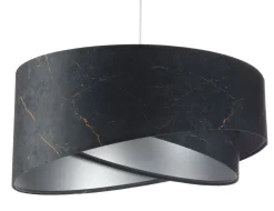 Hängeleuchte Schwarz Silber E27 D: 50 cm Stoff Velours Optik