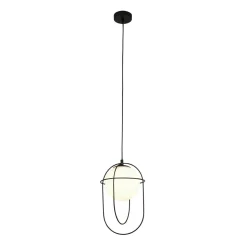 Hängeleuchte Schwarz Weiß E27 Glas Metall Modern TRISTAN