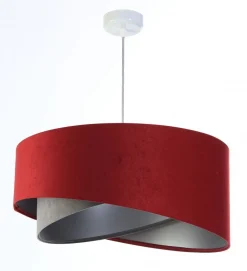 Hängeleuchte Stoff Ø 50 cm Rot-Braun Grau Silber Velours Optik