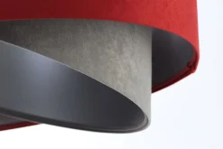 Hängeleuchte Stoff Ø 50 cm Rot-Braun Grau Silber Velours Optik