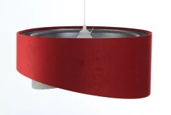 Hängeleuchte Stoff Ø 50 cm Rot-Braun Grau Silber Velours Optik