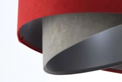 Hängeleuchte Stoff Ø 50 cm Rot-Braun Grau Silber Velours Optik