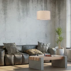 Hängeleuchte Stoff Ø 35 cm rund E27 in Gold verstellbar