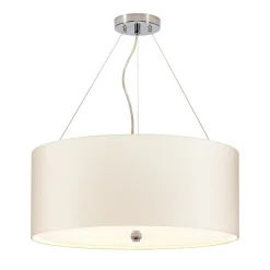 Hängeleuchte Stoff Ø56cm in Creme Chrom blendarm