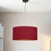 Hängeleuchte Stoff Ø40cm Rot Gold Retro Esstisch