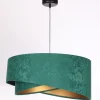 Hängeleuchte Stoff E27 rund D: 50 cm Grün Gold Velours Optik