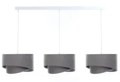 Hängeleuchte Stoff 3-flammig E27 in Weiß Grau Silber