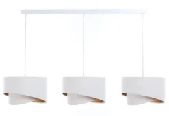 Hängeleuchte Stoff 3-flammig Weiß Gold E27 Velours Optik