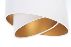 Hängeleuchte Stoff 3-flammig Weiß Gold E27 Velours Optik