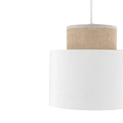 Hängeleuchte Stoff Jute E27 Ø 20 cm H: max. 160 cm Weiß Natur
