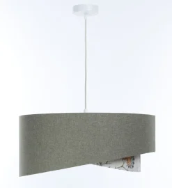 Hängeleuchte Stoff rund D: 50 cm E27 Grün Weiß Floral