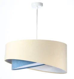 Hängeleuchte Stoff Velours Optik rund Ø 50 cm E27 Creme Blau