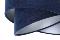 Hängeleuchte Stoff Velours Optik 3x E27 Weiß Blau Silber