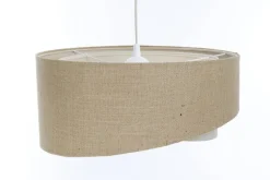 Hängeleuchte Stoffschirm rund D: 40 cm Natur Creme Stoff E27