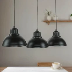 Hängeleuchte SVEN in Schwarz 3-flmg