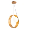 Hängeleuchte Teak Holz Furnier Glas Ø 35 cm Ring E27
