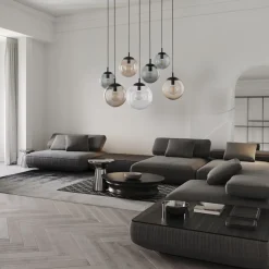 Hängeleuchte verstellbar B: max. 4 m Rauchglas 7x E27