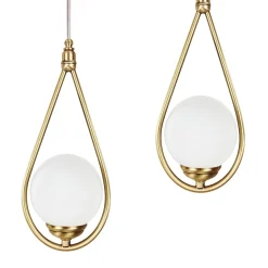 Hängeleuchte verstellbar Echt-Messing Glas 4-flammig E14