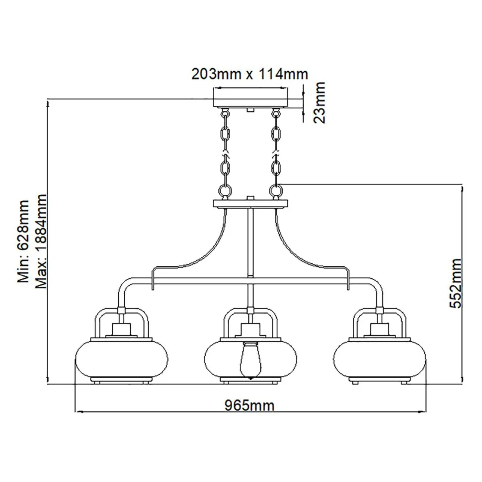 Hängeleuchte Vintage B: 96,5 cm höhenverstellbar in Bronze