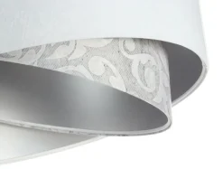 Hängeleuchte Weiß Grau Silber E27 rund D: 50 cm Stoff