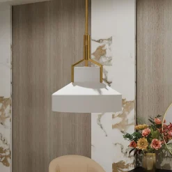 Hängeleuchte Weiß Messing antik E27 aus Glas Metall Ø 37 cm