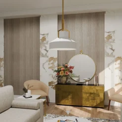 Hängeleuchte Weiß Messing antik E27 aus Glas Metall Ø 37 cm