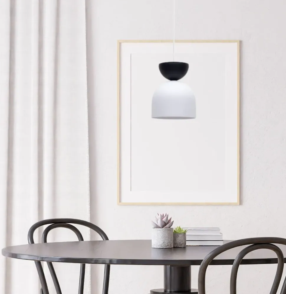 Hängeleuchte Weiß Schwarz Metall Ø17 cm Minimalistisch