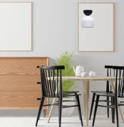 Hängeleuchte Weiß Schwarz Metall Ø17 cm Minimalistisch