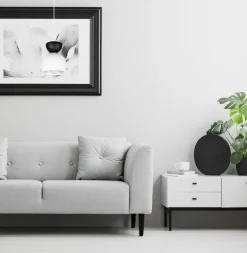 Hängeleuchte Weiß Schwarz Metall Ø17 cm Minimalistisch