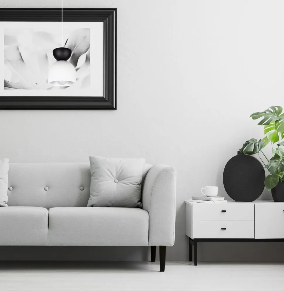 Hängeleuchte Weiß Schwarz Metall Ø17 cm Minimalistisch