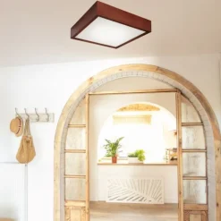 Holz Deckenleuchte eckig Modern Wohnzimmer