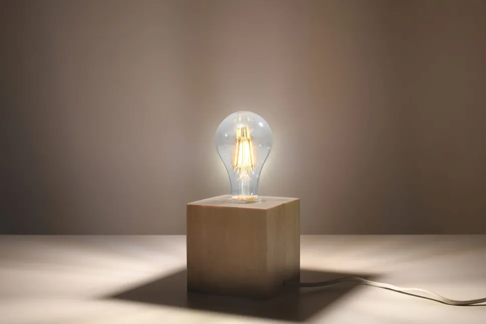 Holz Tischlampe eckig H:10cm klein Modern dekorativ für