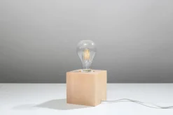 Holz Tischlampe eckig H:10cm klein Modern dekorativ für