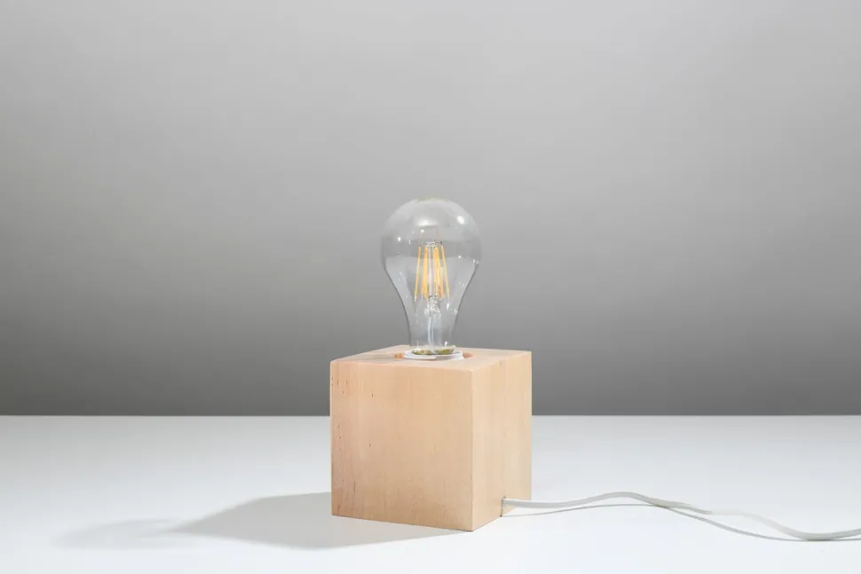 Holz Tischlampe eckig H:10cm klein Modern dekorativ für