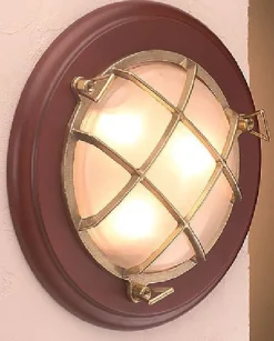 Holz Wandlampe LED Treppenhaus Bad Maritim rund