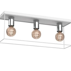 Industrial Deckenlampe Metall in Weiß Chrom L:55 cm E27