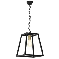 Industrial Hängelampe Metall Schwarz Antik Messing E27